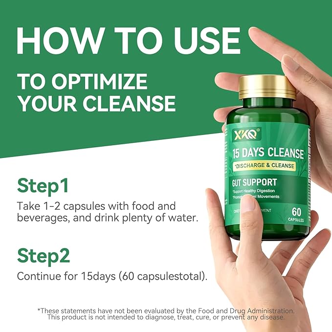 XKQ 15 Days Cleanse to Daily Gut Support Help Support Digestive Comfort and Gut Balance Making it an Ideal Reset for Those Looking to refocus on Gut Health as Part of a Daily Routine