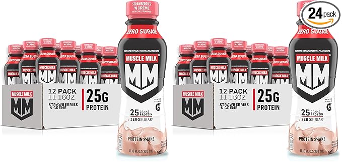 Muscle Milk Genuine ShakeStrawberry11.16 Fl Oz Bottles(Pack of 24)