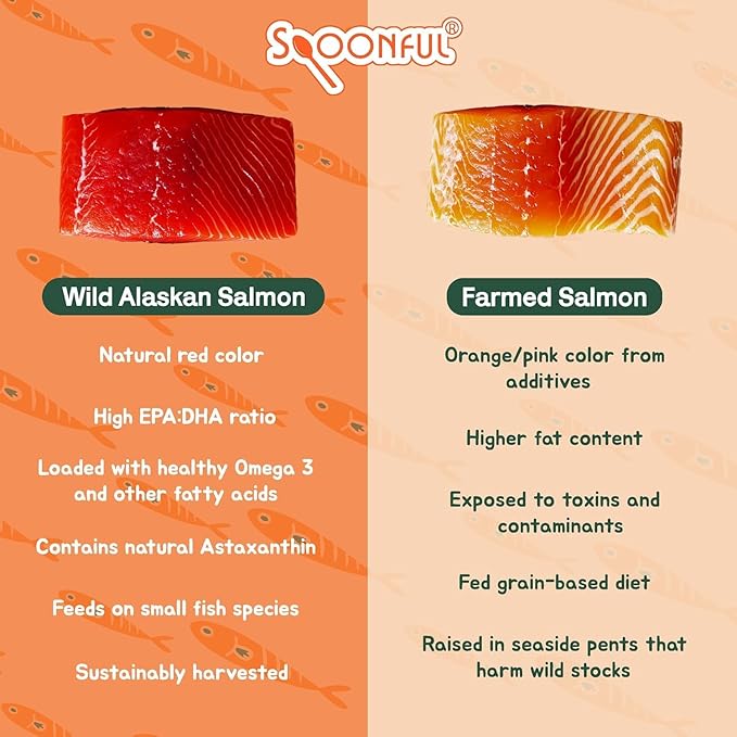 Spoonful Salmon Squeeze - 100% Natural Wild-Caught Alaskan Salmon Oil – 2000 mg Omega-3 Softgel 30 Squeezeable Softgels | DHA EPA &amp Natural Astaxanthin Non-GMO Sustainable Made in USA (30)