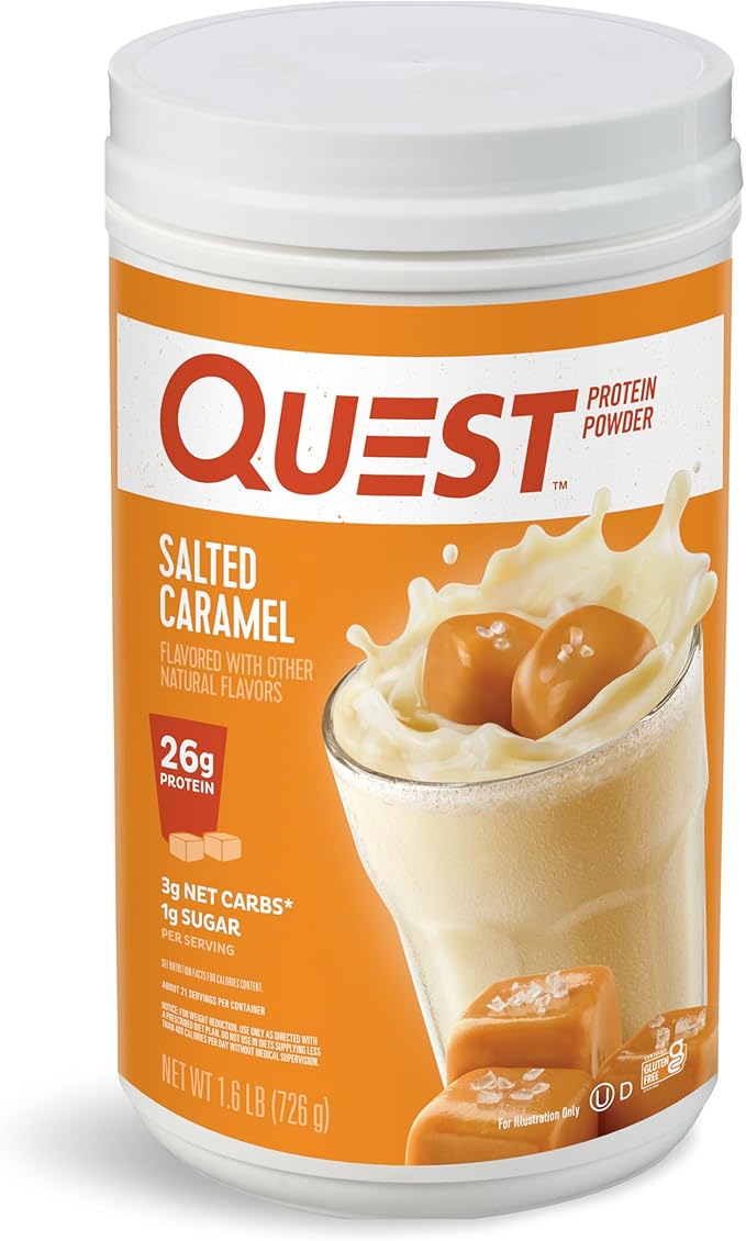 Quest Nutrition Salted Caramel Protein Powder 26g Protein 1g Sugar Low Carb Gluten Free &amp Ready to Drink Salted Caramel Protein Shake High Protein Low Carb Gluten Free