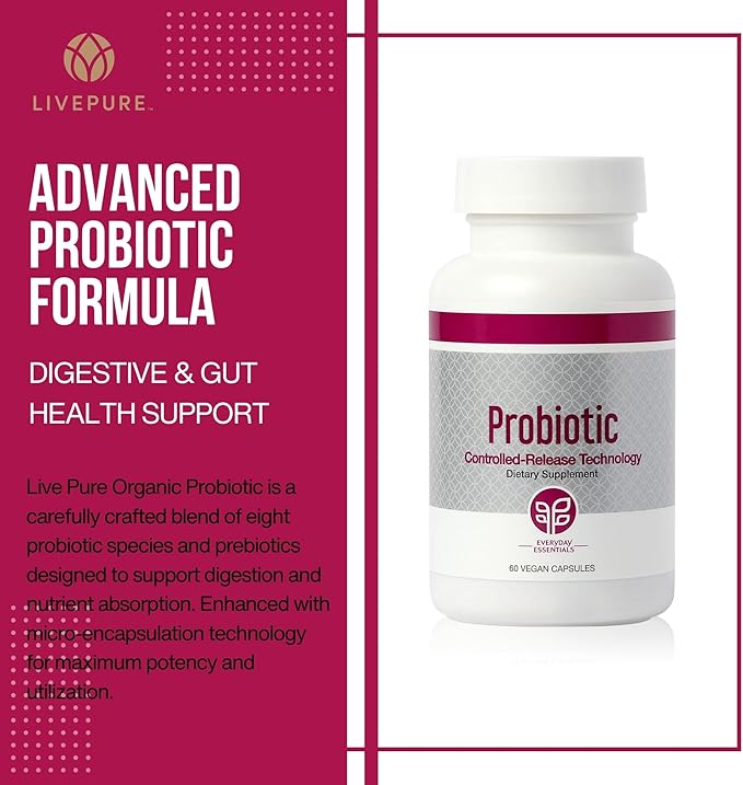 PURE Probiotic Controlled-Release Technology | 60 Vegan Capsules | Dietary Supplement for Immune &amp Digestive Support | Ideal for Men Women &amp Kids | Promotes Nutrient Absorption