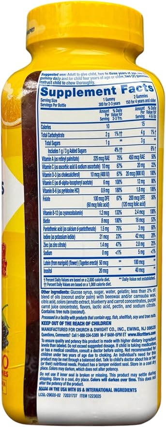 Kid's Gummy Vites Daily Multivitamin 300 Gummies 11 Essential Nutrients2-Years Older Cherry Strawberry Orange Bumbleberry Watermelon Flavors Pediatrician Recommended