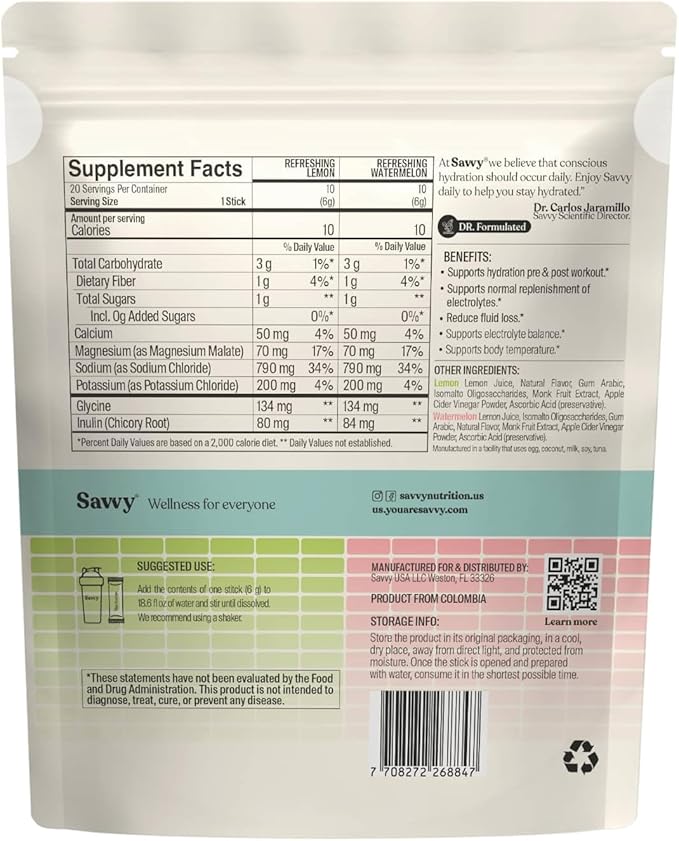 SAVVY Bone Broth Power Chocolate Protein Powder 23g Protein 12g Collagen &amp Recharge Electrolyte Powder Sugar Free Hydration Drink with Sodium Magnesium Potassium (Variety (Lemon + Watermelon)