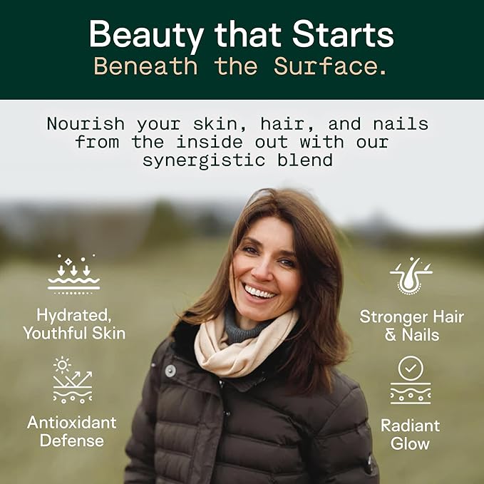 Adapt Naturals Inner Radiance Hair Skin and Nails Vitamins for Women and Men with Biotin Collagen Hyaluronic Acid Vitamin C &amp Ceramides - Thicker Hair Stronger Nails &amp Hydrated Skin Supple