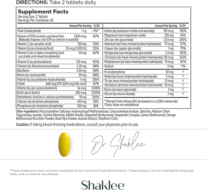 Shaklee Vita-Lea Gold® with Vitamin K for Adults Over 50 - High-Potency Formula for Heart Immune Bone and Joint Health - Supports Physical Energy &amp Healthy Aging - Essential Vitamins - 120 Tabl