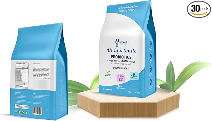UniqueSmile™ Probiotics – 12-Strain Oral Probiotic with Prebiotics &amp Postbiotics for Complete Oral Health