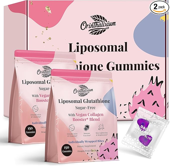 Liposomal Glutathione Gummies 1000MG - Sugar Free Reduced L-Glutathione with Vitamin C &amp Vegan Collagen - Antioxidant &amp Skin Wellness - 300 Count (2 Pack)