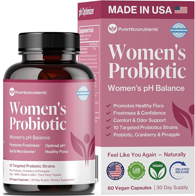 Pure Micronutrients pH Balance Vaginal Probiotics for Women - Odor &amp Itch Support - Vaginal Health Pills with Cranberry Lactobacillus &amp Prebiotics - Feminine Wellness Daily Supplement - 60 Ca