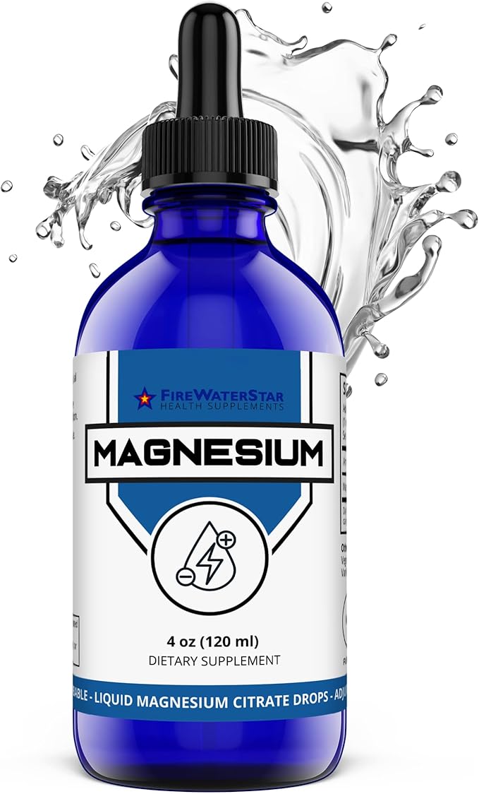 FWS Magnesium Citrate Liquid Drops for Adults and Kids Pure Magnesium Citrate Organic Non-GMO Vegan Supports Sleep Calm Energy Muscles Nerves Easy Adjustable Dosing 4 Month Supply 4 oz