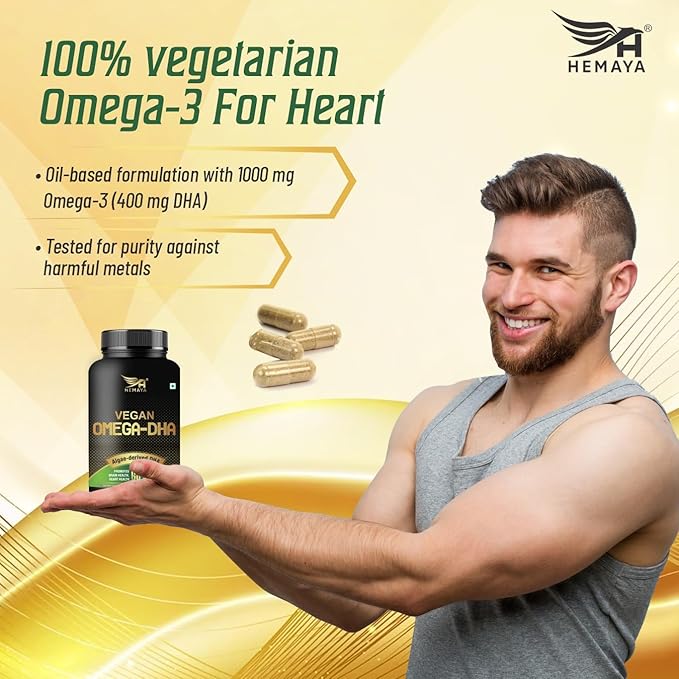 Viva Omega 3 Vegetarian Capsules for Men and Women with DHA Rich Algae Extract &amp Epa 500 Mg Helps Maintain HDL Levels for Joints Healthy Heart Eyes (60 Vegan Capsules Pack of 2)