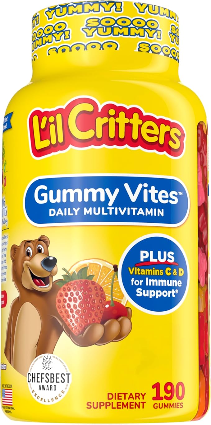 Vitafusion Fiber Well Fit Gummies 90 Count and L’il Critters Gummy Vites Daily Gummy Multivitamin for Kids 190 Gummies