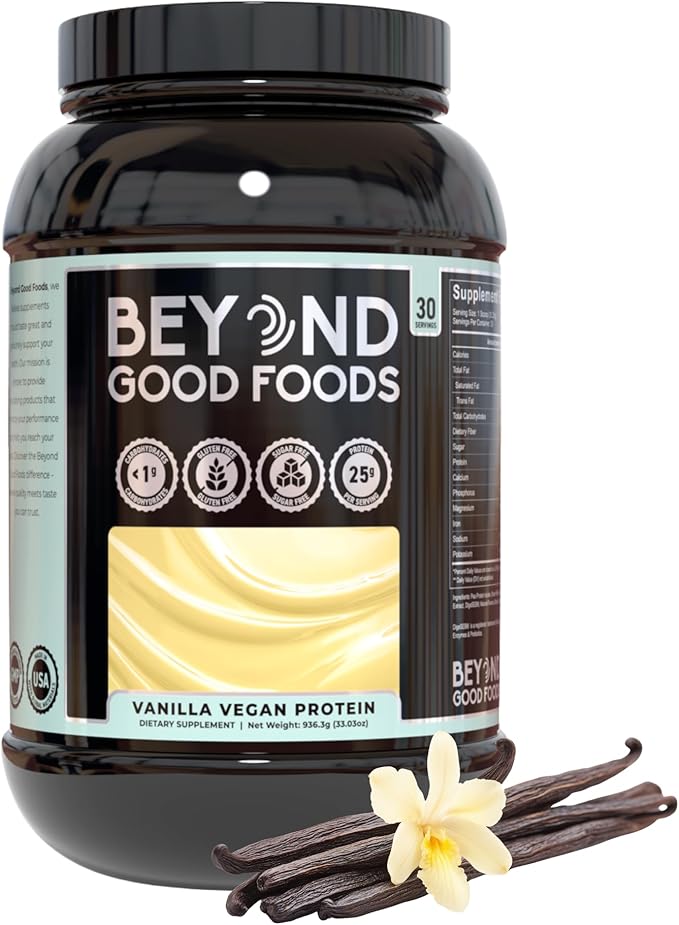 Vegan Protein Powder Pea &amp Brown Rice Protein Low Carb Vegan Friendly Gluten Lactose &amp Soy Free Sugar Free Clean Nutrition No Bloating Vanilla - Naturally Flavored