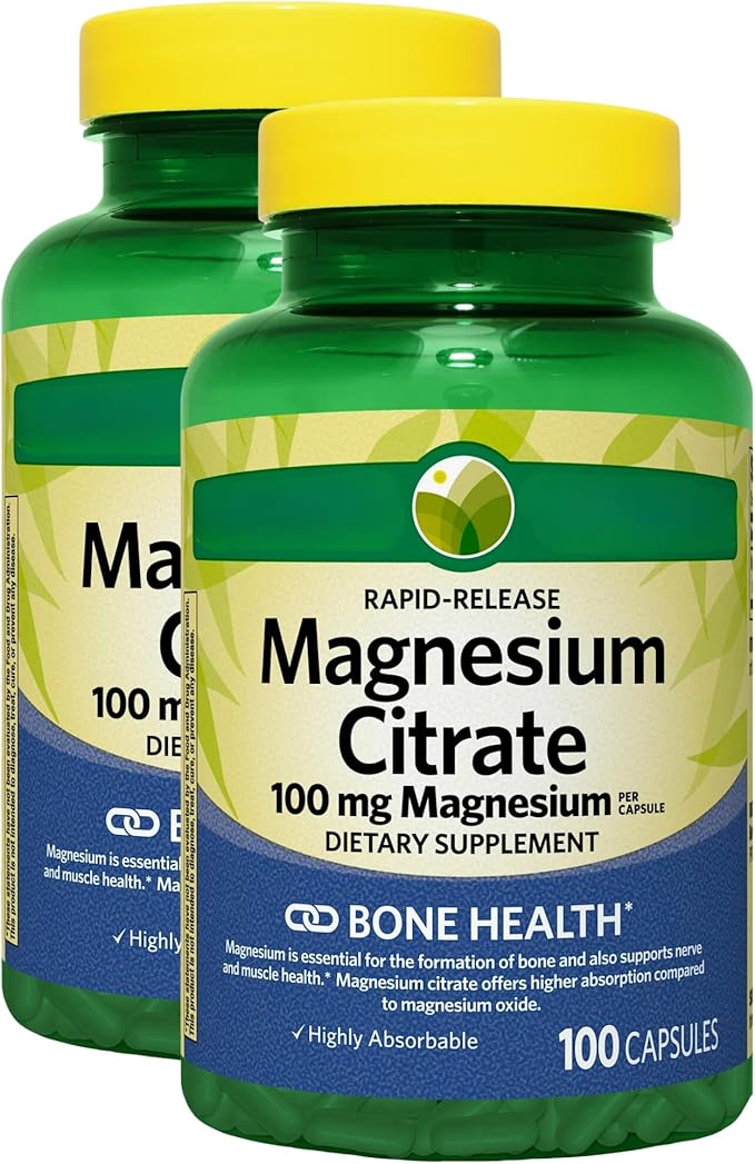 KP+ Magnesium | Magnesium Citrate 100 mg | Bone &amp Muscle Health Support | Rapid-Release Capsules | 100 Count | Dietary Supplement | Pack of 2
