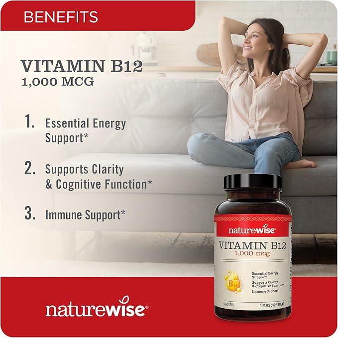 NatureWise Vitamin D3 2000iu 360 Count and Vitamin B12 1000mcg 150 Softgels for Energy Immune Support and Healthy Muscle Function