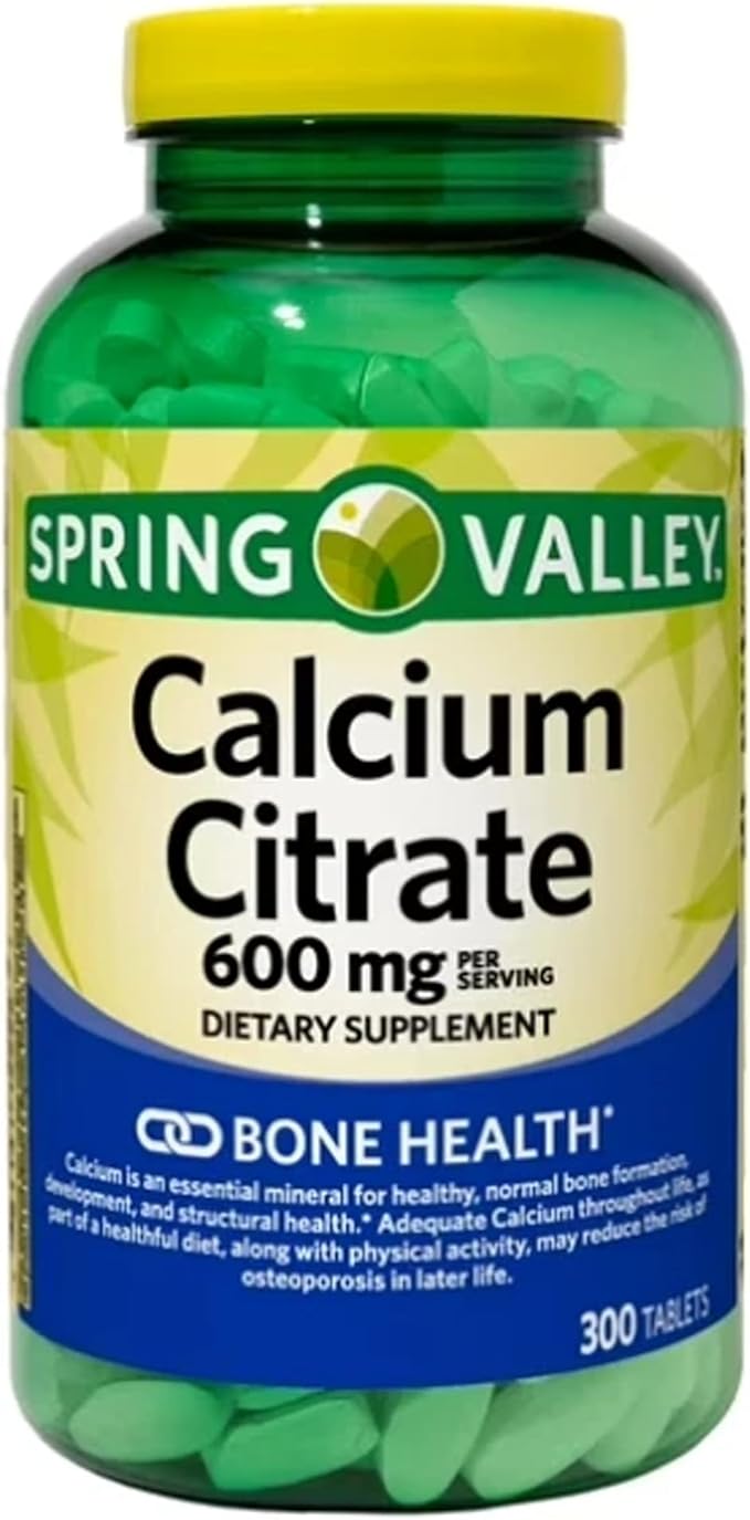 Spring Valley Calcium Citrate Tablets 600 mg per Serving Dietary Supplement 300 Count
