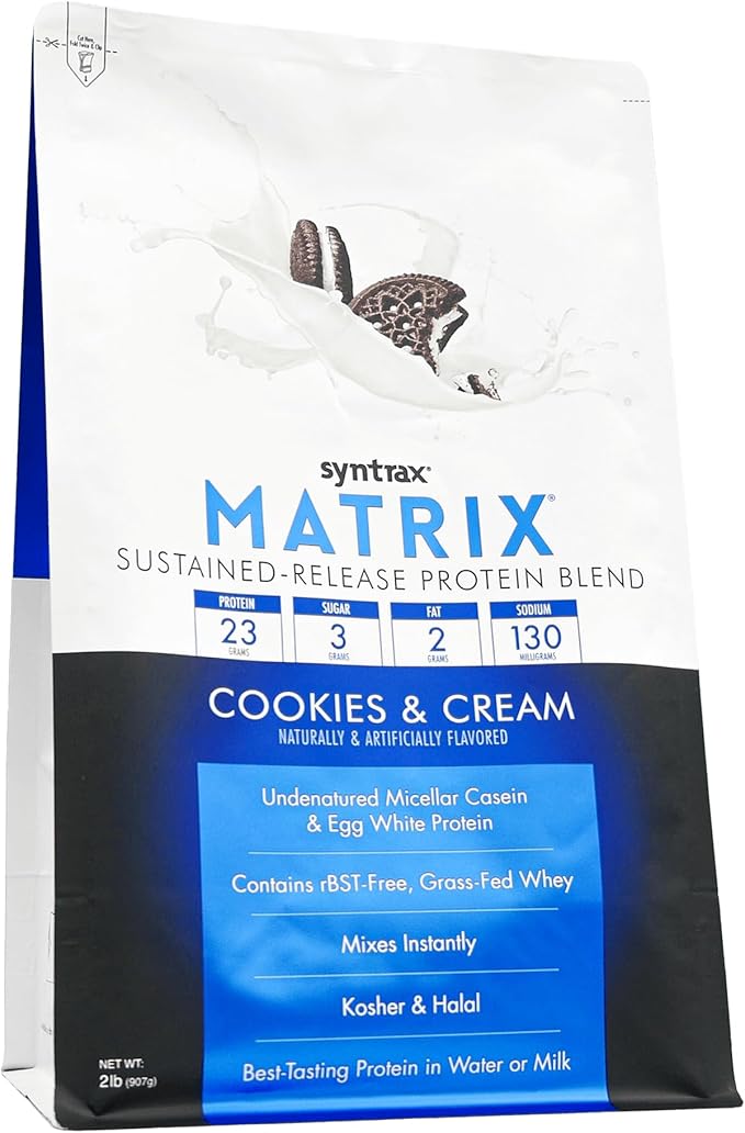 Syntrax Nutrition Whey Shake Cold Filtered &amp Undenatured Whey Protein Powder Blend Cookies &amp Cream Shake 2 lbs Real Cookie Pieces