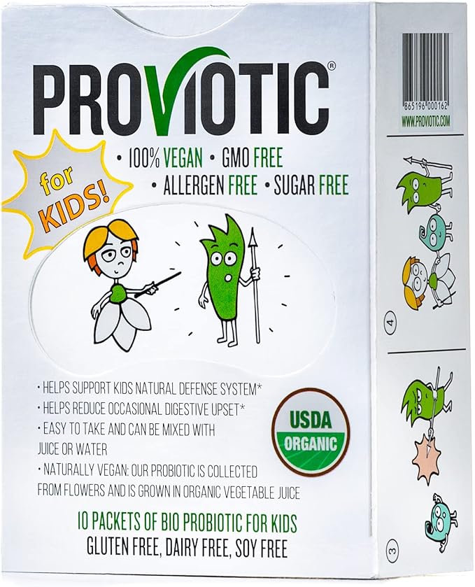 for Kids Naturally Vegan Certified Organic Bio 10 Packets Probiotic Powder 100% Organic Born in Flower GMO Free ALLERGEN Free Sugar Free