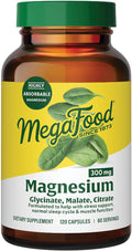MegaFood Magnesium Glycinate Citrate &amp Malate 300mg Supplement - Highly Absorbable Blend to Support Heart Nerve Health &amp Relaxation Triple Magnesium Complex Supplement 120 Capsules (60 Ser
