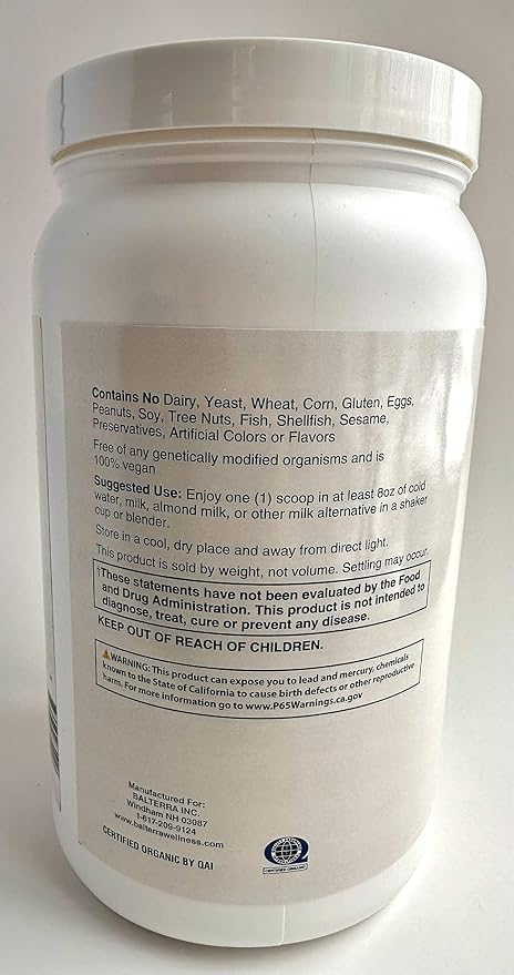 Organic Plant Based Protein by Balterra – Physical Performance Protein Supplement (Vanilla)