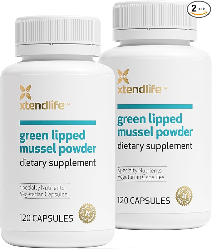 Xtendlife Green Lipped Mussel Powder - 2400mg Supplement with Omega-3 Fatty acids from New Zealand for Joint Health 120 Capsules (2 Pack)