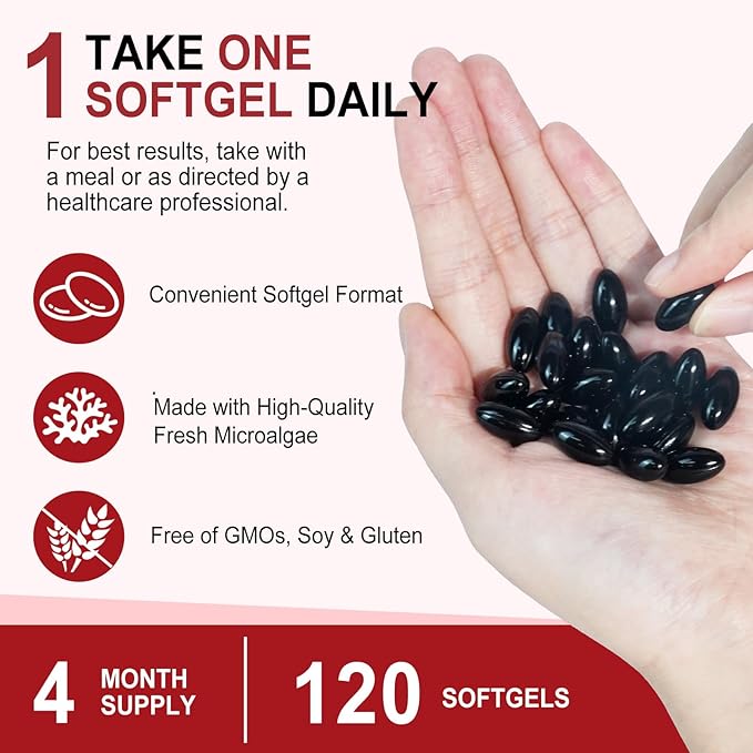 Astaxanthin Supplements 12mg - 120 Softgels | Premium Natural Antioxidant from Microalgae | Eye Skin Brain Joint Heart &amp Immune Health Support | Non-GMO Gluten-Free