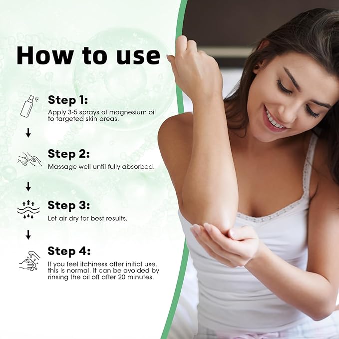 2 Pack Magnesium Oil Spray - Magnesium Spray for Feet &amp Body Leg Cramps Joint Health &amp Sleep Support Nourish Skin - Topical and Natural Oil 4oz
