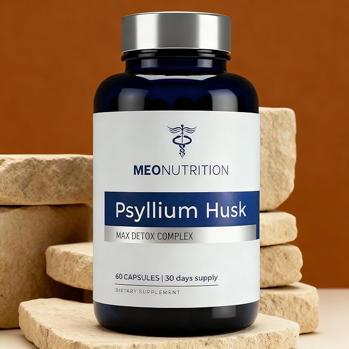 Psyllium Husk Capsules 1520mg - Max Detox Complex with Probiotics Herbs &amp Fiber for Digestive Regularity &amp Gut Health Support* - Made in USA Vegan - 60 Veggie Capsules