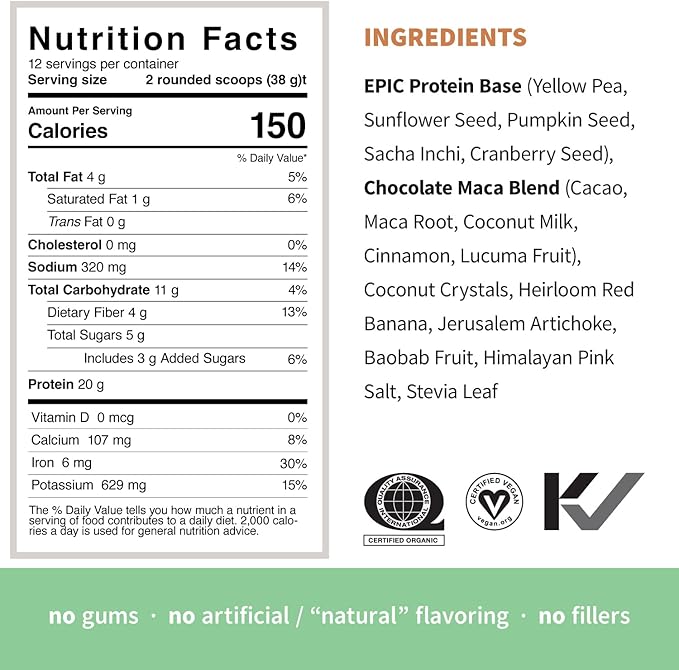 Sprout Living Epic Protein Bundle - Chocolate Maca &amp Complete Coffee (20g Organic Plant-Based Protein Powder Vegan Gluten Free Superfoods) | 1lb 12 Servings