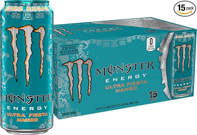 Monster Energy Ultra Fiesta Mango Sugar Free Energy Drink 16 Ounce | Pack of 15
