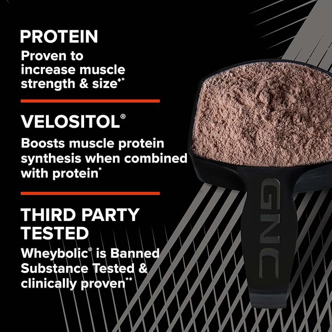 GNC AMP Wheybolic Clinically Proven Protein Powder 40g Whey Protein BCAA Leucine Increases Muscle Strength Muscle Building 3rd Party Tested Gluten Free. Cookies and Cream 10 Servings