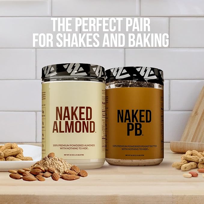 NAKED Pea Protein Powder 2LB (30 Servings) PB Powdered Peanut Butter 1.5LB (45 Servings) – Vegan Bulk Non-GMO Gluten Free Soy Free