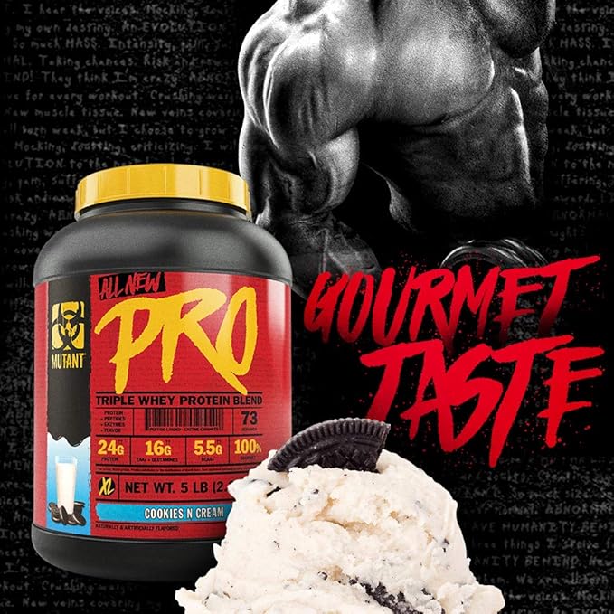 Mutant Pro – Triple Whey Protein Powder Supplement – Time-Released for Enhanced Amino Acid Absorption – Decadent Gourmet Flavors – 5 lbs – Cookies and Cream