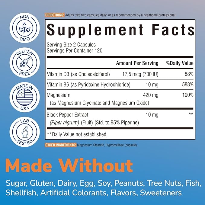 Vitamin D3 K2 Supplement 10000 IU 90 Softgels and Magnesium Glycinate 420mg with Vitamin D3 &amp B6 240 Capsules