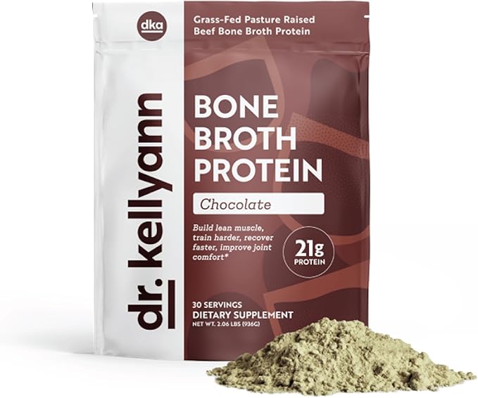 Dr. Kellyann Keto Bone Broth Protein Powder Chocolate - Protein 21g Grass Fed Hydrolyzed Collagen - Gluten and Dairy Free Paleo Keto Protein Shakes (30 Servings)