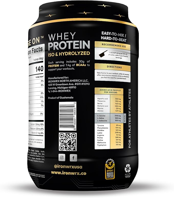 100% Hydrolyzed Whey Protein Isolate | 30g Protein 7.4 g BCAAs | French Vanilla | Informed Sport Certified Banned Substance Free | Low Carb Keto Friendly Fast Absorbing Powder | 22 Servings