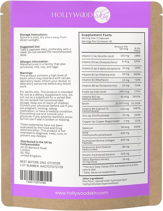 2X Stronger Hair Growth &amp Nail Strength Capsules – 10000 mcg Biotin 620 mg Collagen &amp 100mg Keratin – Thicker Fuller Hair Stronger Nails Radiant Skin – Clinically Proven in 30 Days.