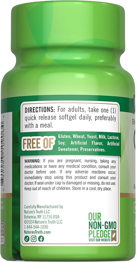 Nature's Truth CoQ10 400mg | Softgels | Maximum Strength | High Absorption | Non-GMO &amp Gluten Free Supplement