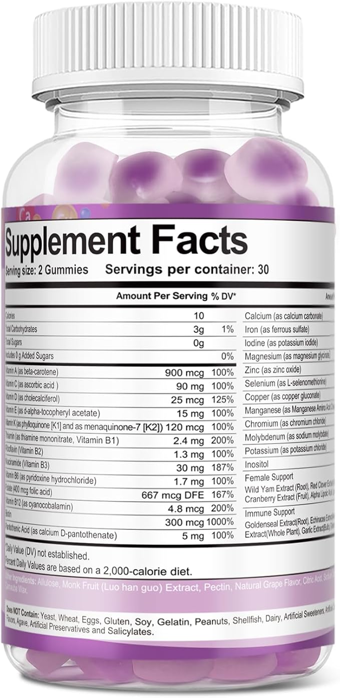 Totaria Calcium Magnesium Zinc Gummies &amp Women's Multivitamin Gummies (Grape Flavor) Bundle