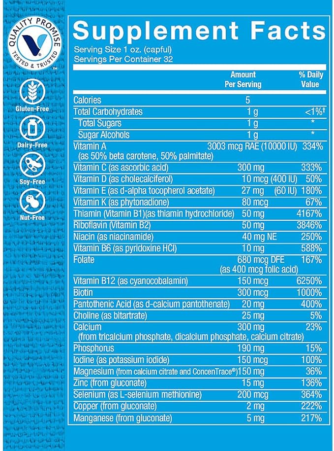 The Vitamin Shoppe Liquid Multivitamin - Easy Absorption Complete Nutrition | Orange Vanilla Flavor | 32 oz | Family Formula