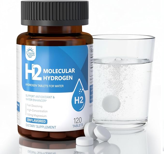 Molecular Hydrogen (H2) Tablets with Magnesium – 12 PPM Hydrogen Water Tablet for Drinking Water Antioxidant-Rich Supports Cellular Health Recovery &amp Cognitive Function – Unflavored 120 Tablet