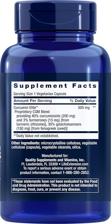 Life Extension Curcumin Elite Turmeric Extract 90 Veg Capsules