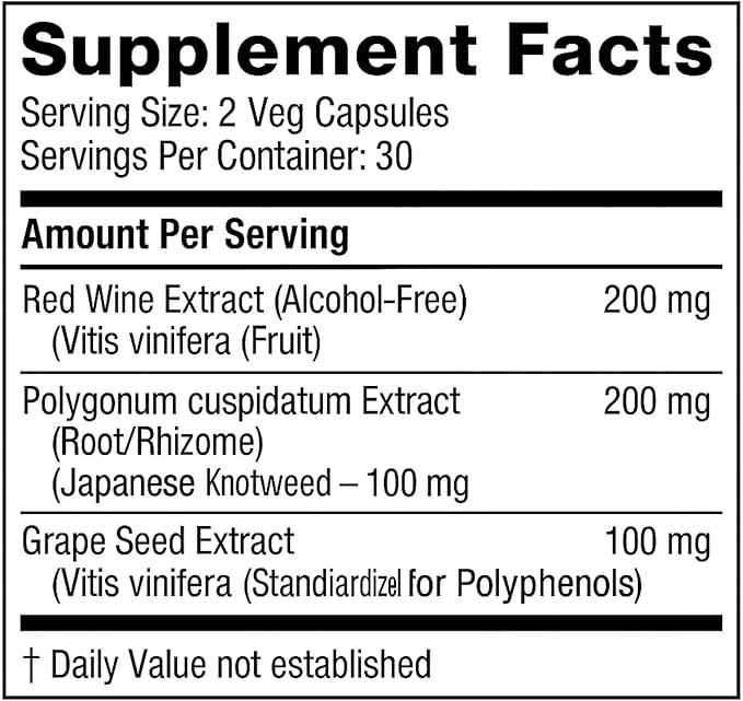 New Life Resveratrol 50mg Cardiovascular Support 60 Veg Capsules