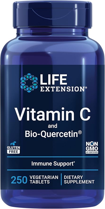Life Extension Super Ubiquinol CoQ10 60 Softgels and Vitamin C &amp Bio-Quercetin Phytosome 250 Tablets Bundle for Heart Cellular Energy Immune &amp Overall Health Support