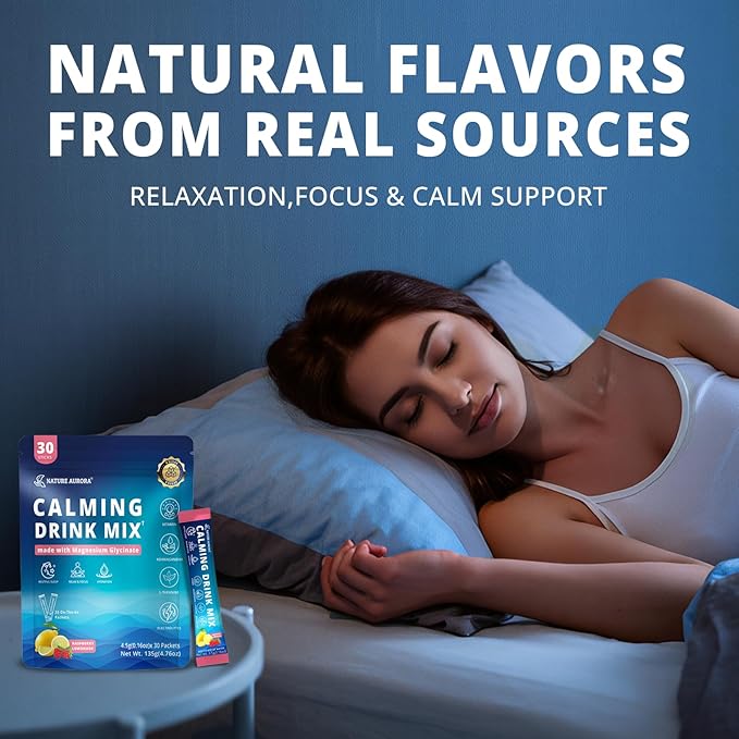 Cortisol Calm Drink Mix for Women &amp Men Calm Magnesium Glycinate Powder with Electrolytes Ashwagandha L-Theanine &amp Mushroom | Hydration Relaxation &amp Mood | Sugar Free 30 Ct (Raspberry