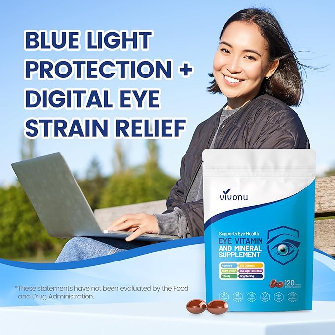 VivoNu 120pcs Lutein Eye Vitamins Supplement for Macular Health and Dry Eye Contains Lutein Zinc Vitamins C/E &amp Zeaxanthin to Support Eye Health (360p)