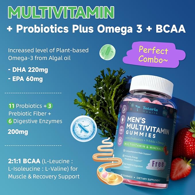 Totaria Multivitamin Gummies for Women &amp Men Bundle Strawberry Flavor