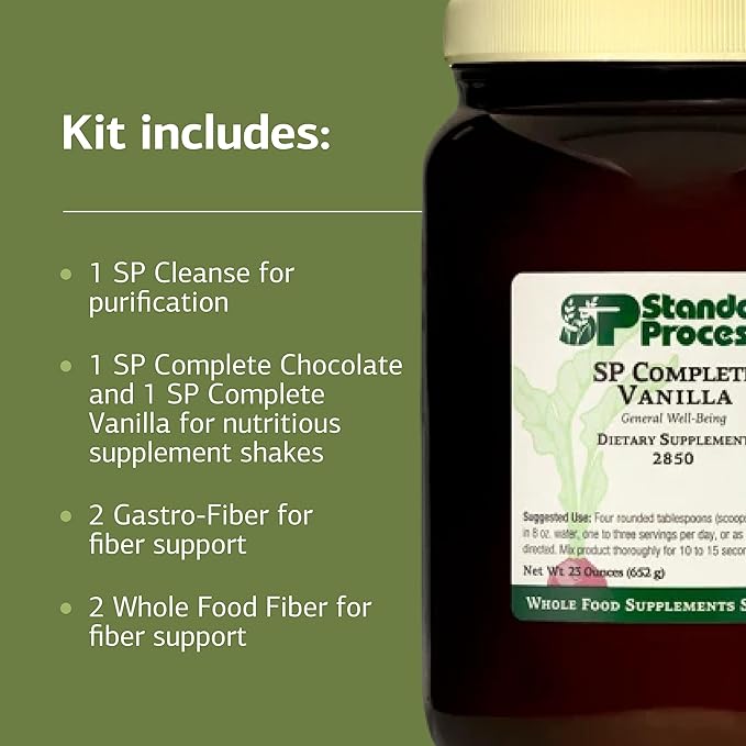 Standard Process Purification Product Kit with SP Complete Chocolate SP Complete Vanilla &amp Whole Food Fiber - Detox Cleanse - Whole Food-Based Non-Soy Gluten-Free &amp Vegetarian - 21-Day Supp