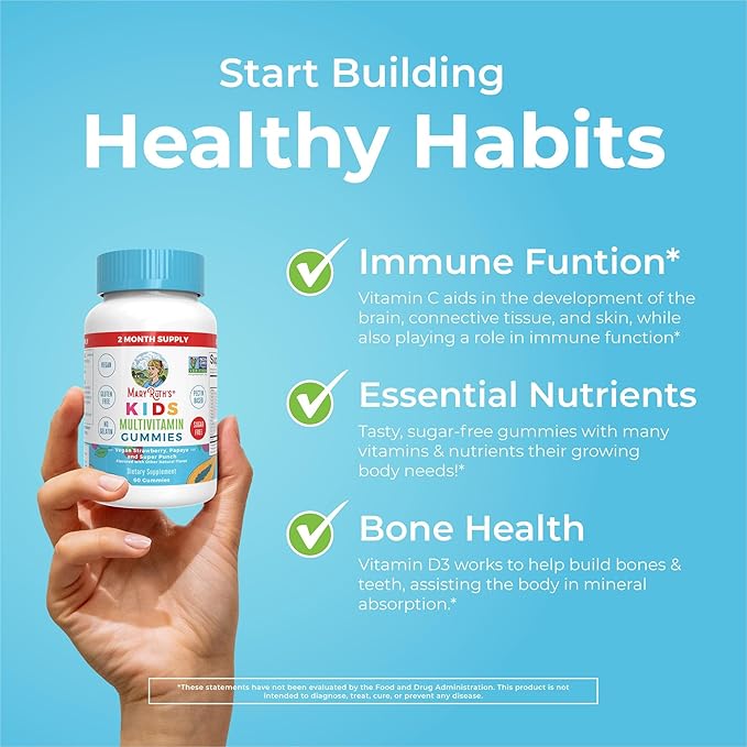 MaryRuth Organics Multivitamin (Strawberry) and Magnesium Calm Gummies (Hibiscus) for Kids | Clean Label Project Verified® | Vitamins for Overall Wellness and Sleep| Vegan Non-GMO Gluten Free