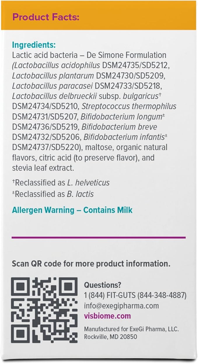 Visbiome® GI Care Kids - High Potency Probiotic for IBS &amp UC Symptoms - Wild Berry Flavor No Dyes- 225 Billion CFU Live Probiotics for Children Cold Chain Shipping 120 Packets