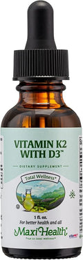 Maxi Health Liquid Vitamin D3 with K2 Drops for Long-Term Health - Vitamin K2 D3 Vitamin Supplement - D3 K2 Vitamin K and Vitamin D Supplement with Vitamin K2 MK-7 and VIT D 1 fl oz
